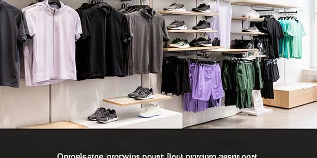 Adidas sportkleding en schoenen op rekken in een moderne sportzaak