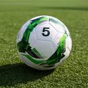 Witte voetbal met groene details op kunstgras